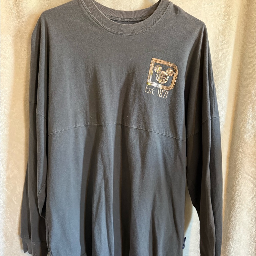 Disney Charcoal Long Sleeve Spirit Jersey with Mickey Logo
